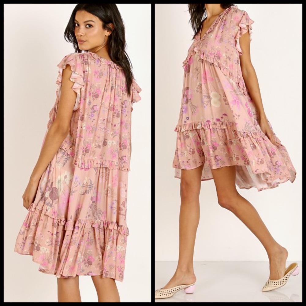 EUC Spell & the Gypsy Collective Blush Wild Bloom Mini Dress